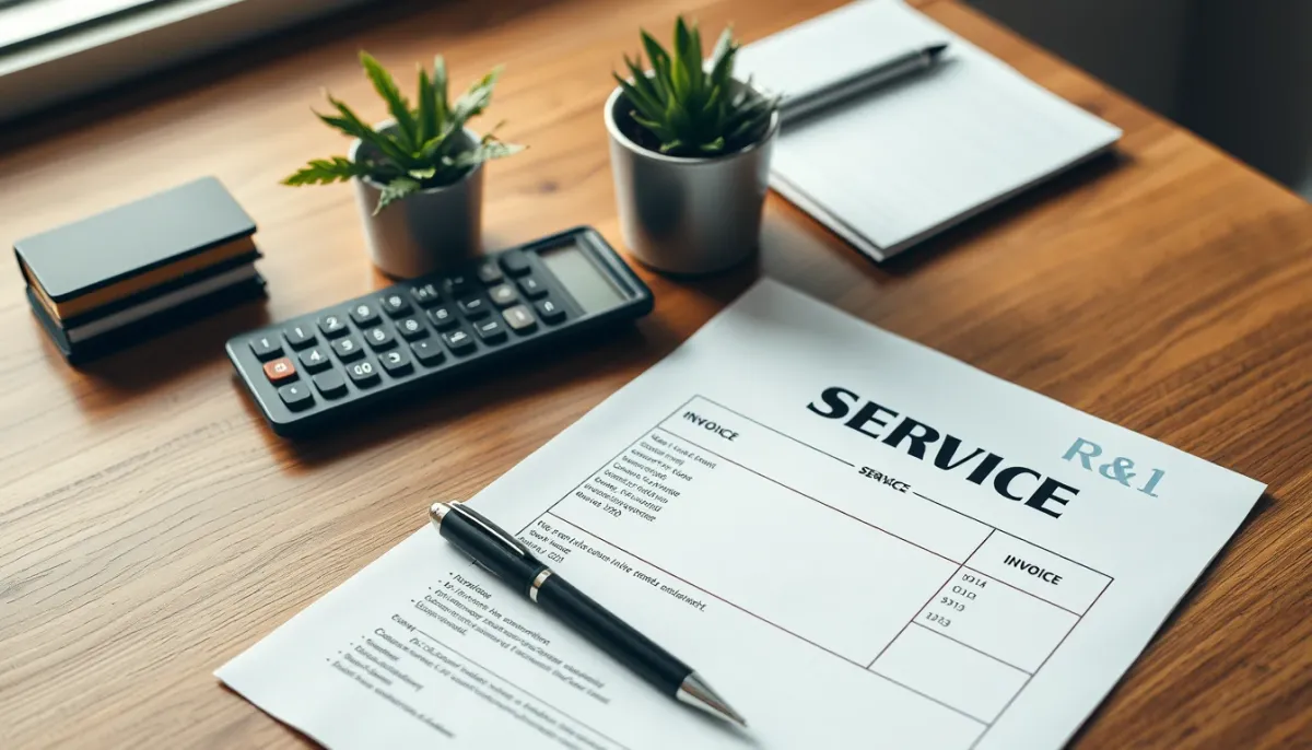 Facture d'entretien de climatisation et stylo sur un bureau