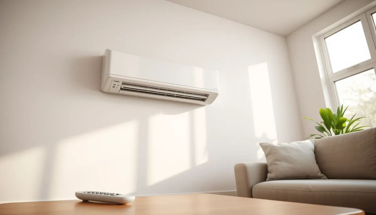 Unité murale de climatisation Daikin Perfera installée dans un salon contemporain