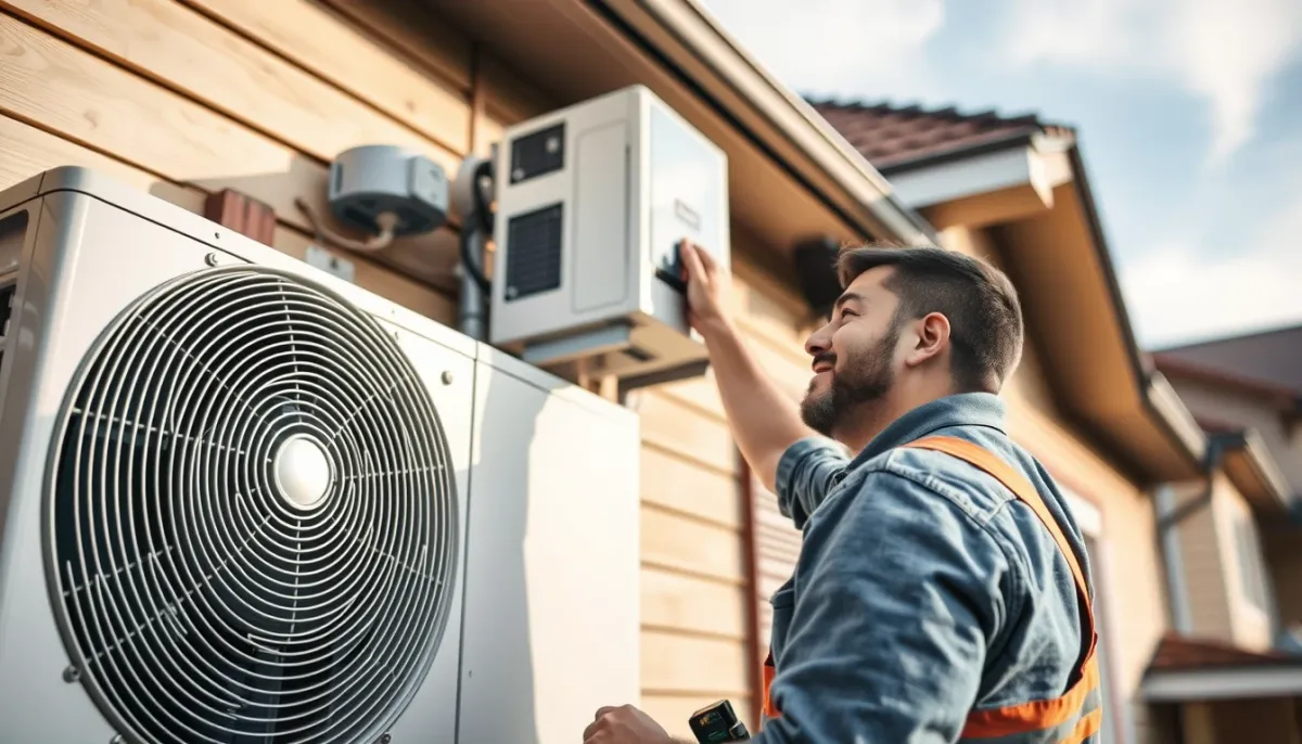 Installation professionnelle d'une unité extérieure de pompe à chaleur air/air