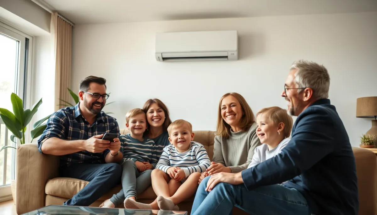 Famille profitant d'un confort thermique optimal grâce à une PAC air/air Daikin