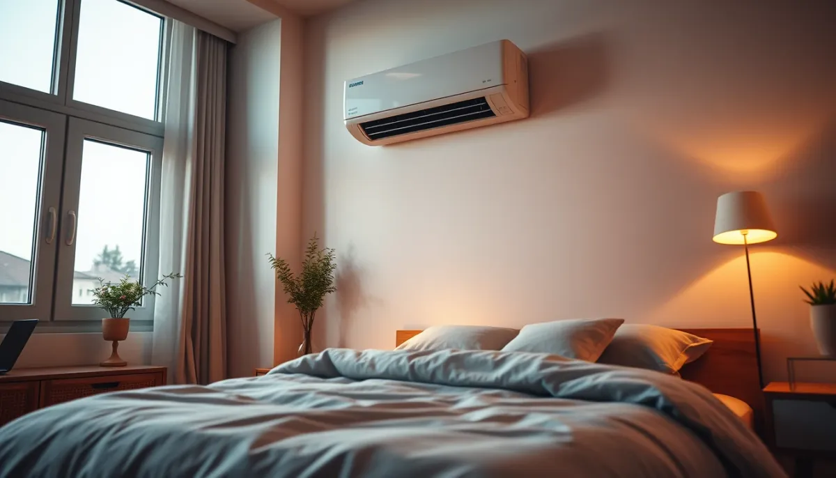 Chambre confortable avec climatisation réversible en mode silencieux