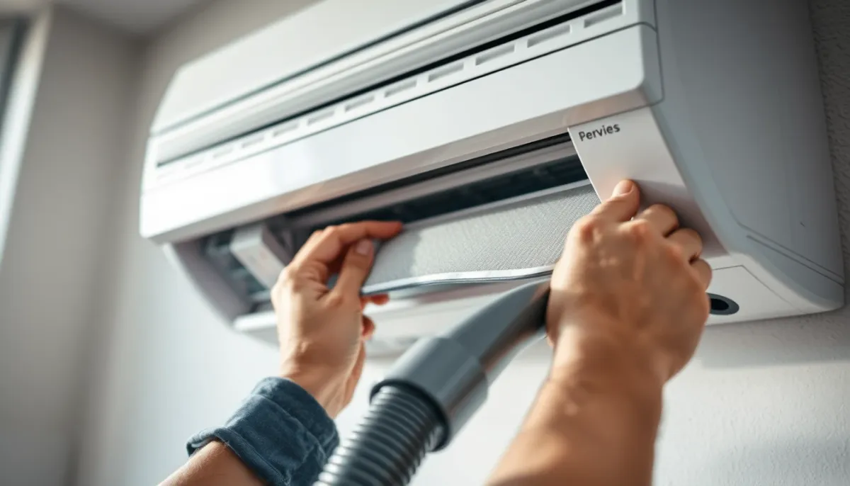 Nettoyage du filtre d'une climatisation par un locataire
