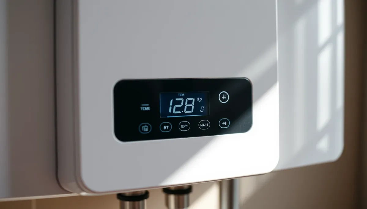 Panneau de contrôle numérique d'un chauffe-eau thermodynamique avec réglages de température