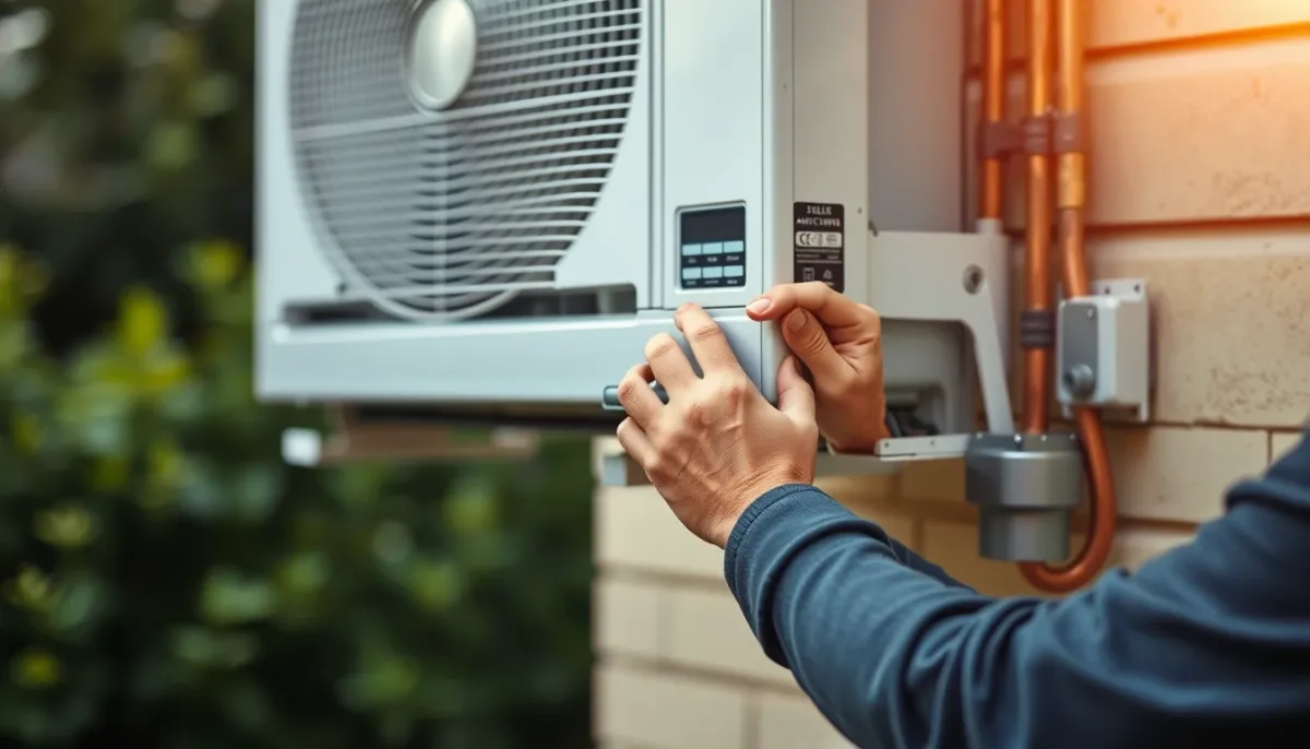 Installation d'une unité extérieure de climatisation sur une façade de maison