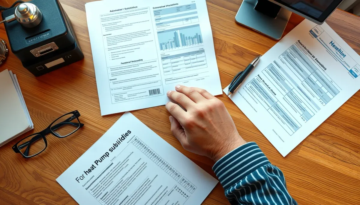 Personne consultant des documents administratifs pour les aides à l'installation d'une pompe à chaleur