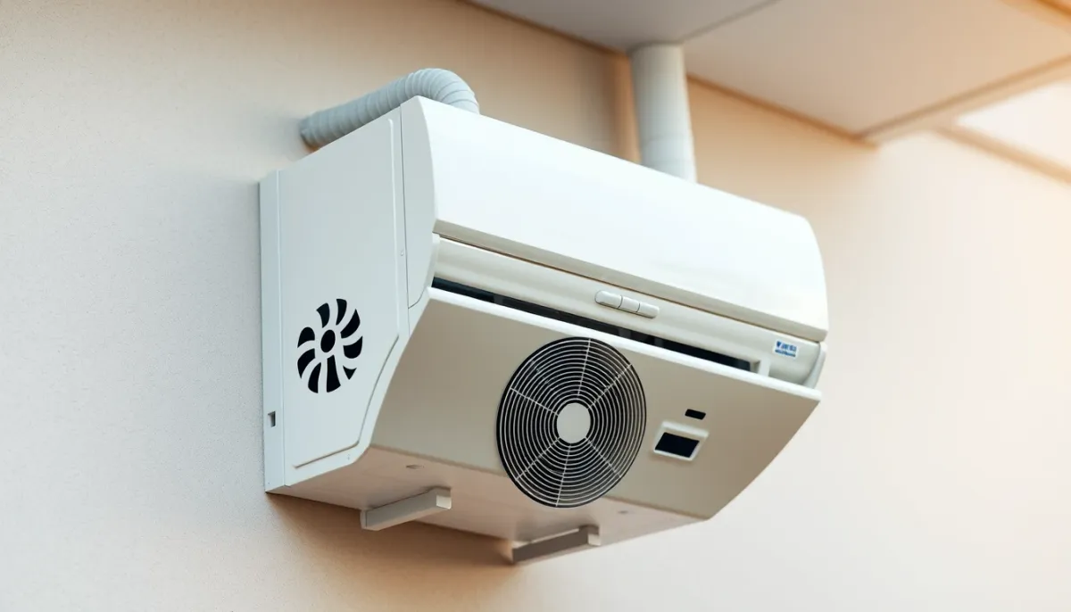 Unité extérieure d'une climatisation gainable installée sur un mur