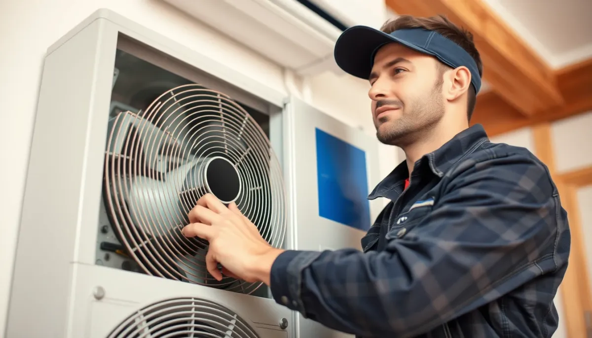 Technicien installant une pompe à chaleur air/eau réversible