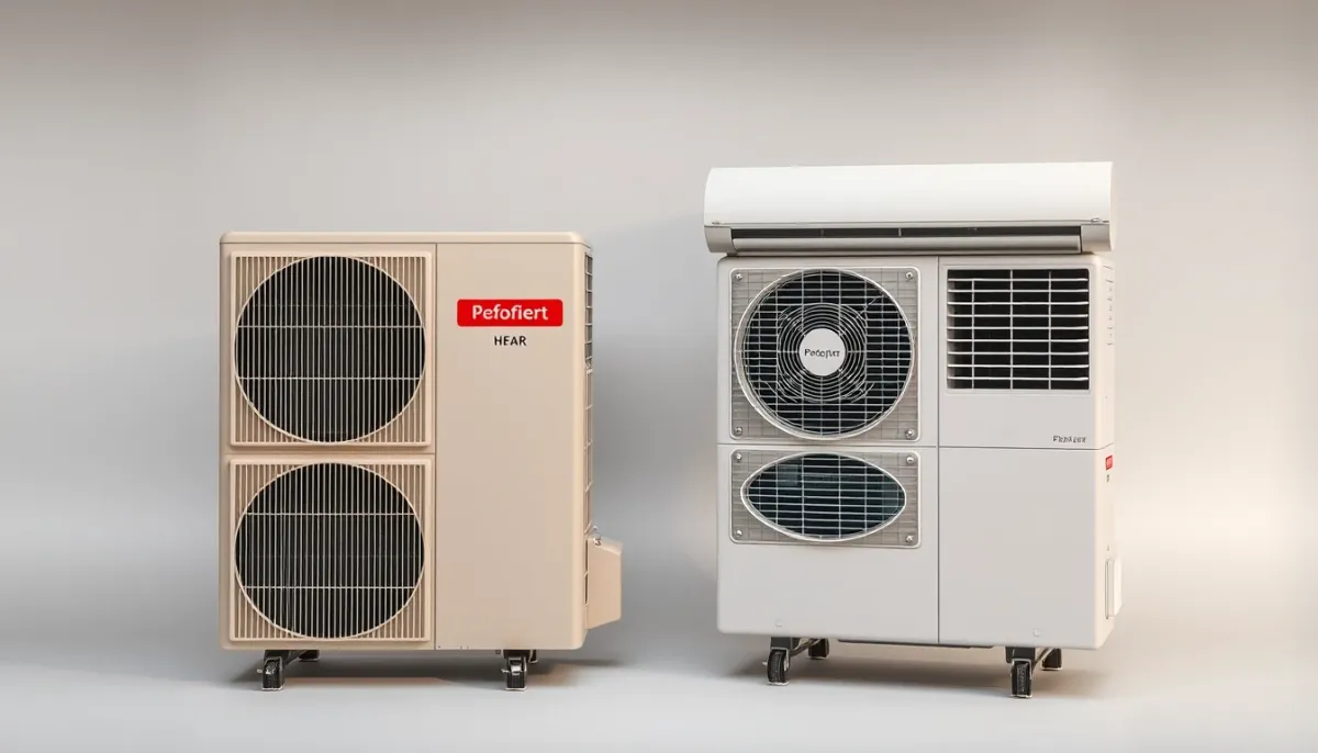 Comparaison visuelle entre une pompe à chaleur et une climatisation