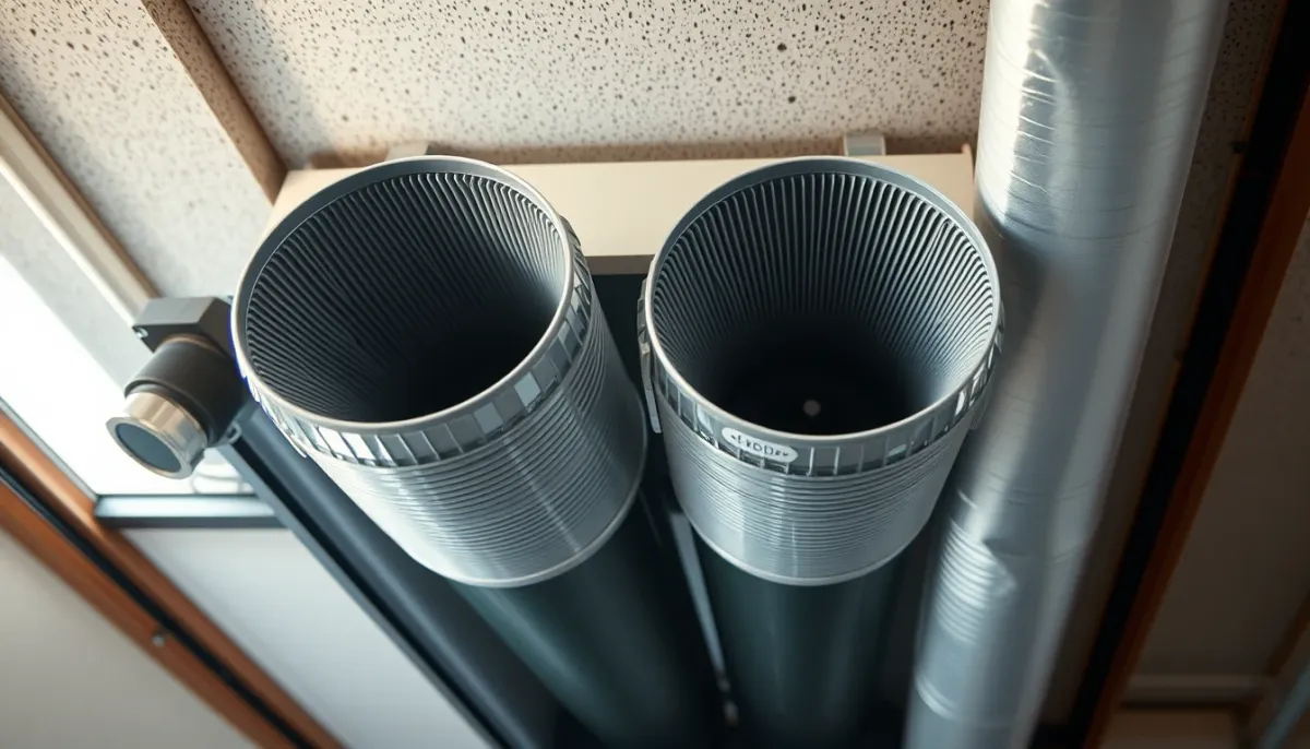 Chauffe-eau thermodynamique gainé avec conduits isolés au plafond
