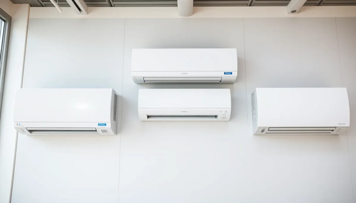 Trois modèles de climatiseurs muraux exposés