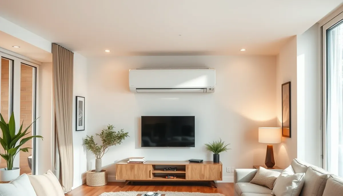 Climatisation sans unité extérieure installée dans un appartement lumineux
