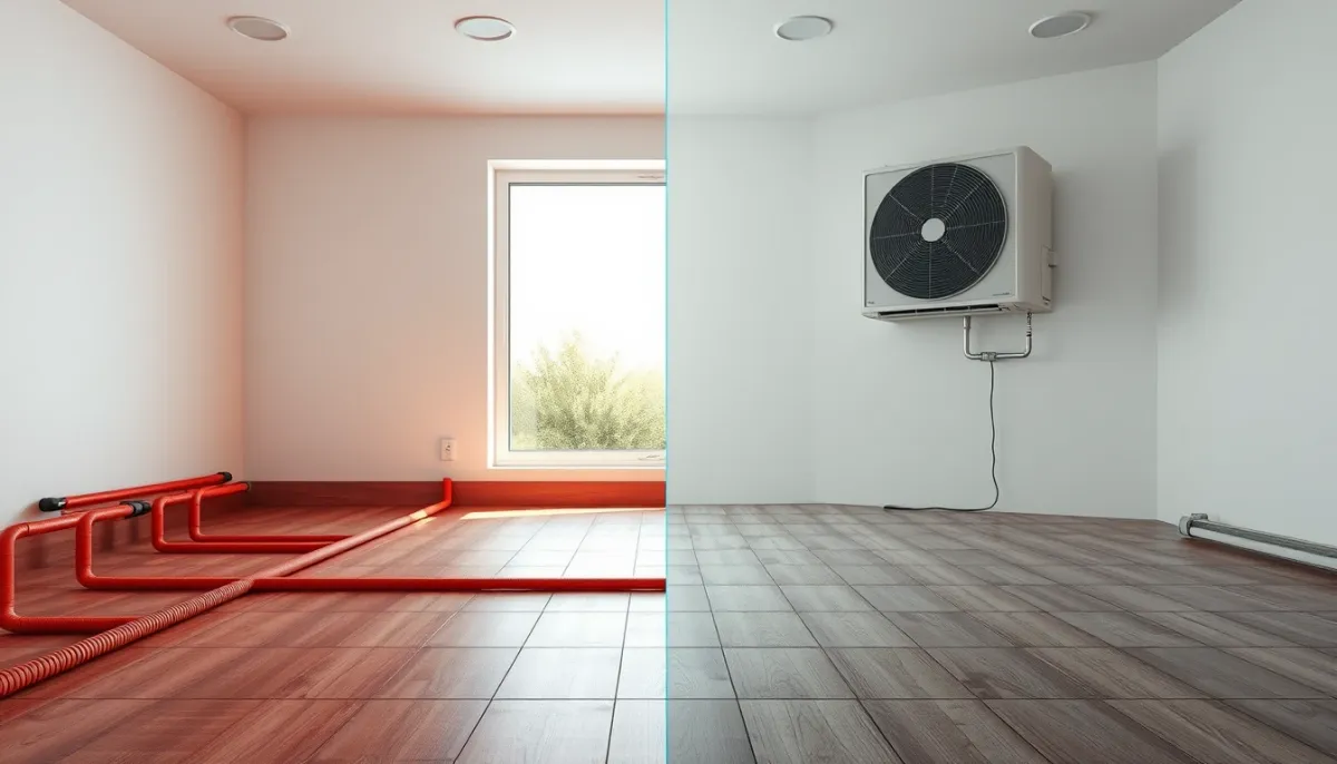 Solutions de chauffage : plancher chauffant pour PAC air/eau et unité murale pour PAC air/air