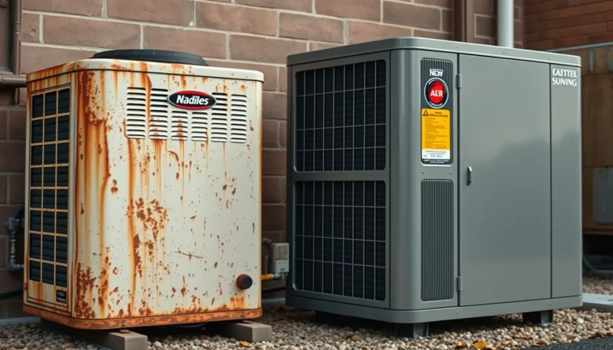 Comparaison entre une ancienne pompe à chaleur usée et un modèle récent